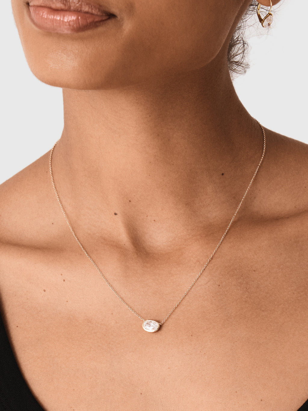 EF Collection Floating Bezel Set Oval Diamond Necklace - Saint Bernard