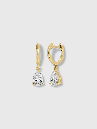 EF Collection Diamond Pear Drop Huggie Earrings - Saint Bernard
