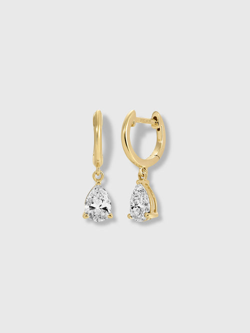 EF Collection Diamond Pear Drop Huggie Earrings