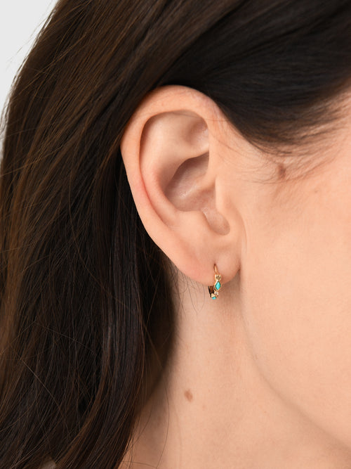 Sydney Evan Turquoise & Diamond Bezel Huggie Hoop Earrings