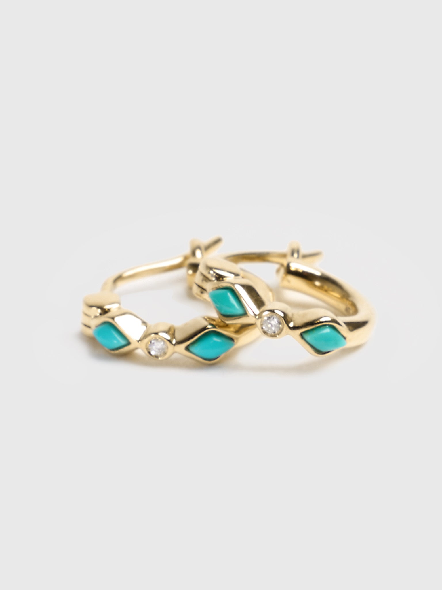 Sydney Evan Turquoise & Diamond Bezel Huggie Hoop Earrings - Saint Bernard