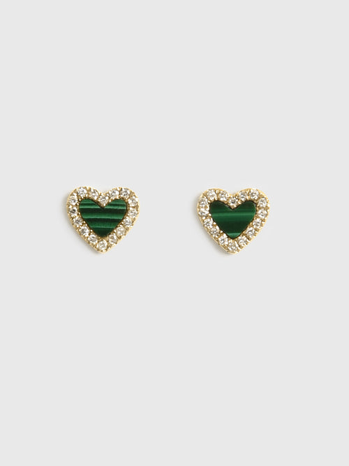 Francie B. Emerald Heart Stud Earrings