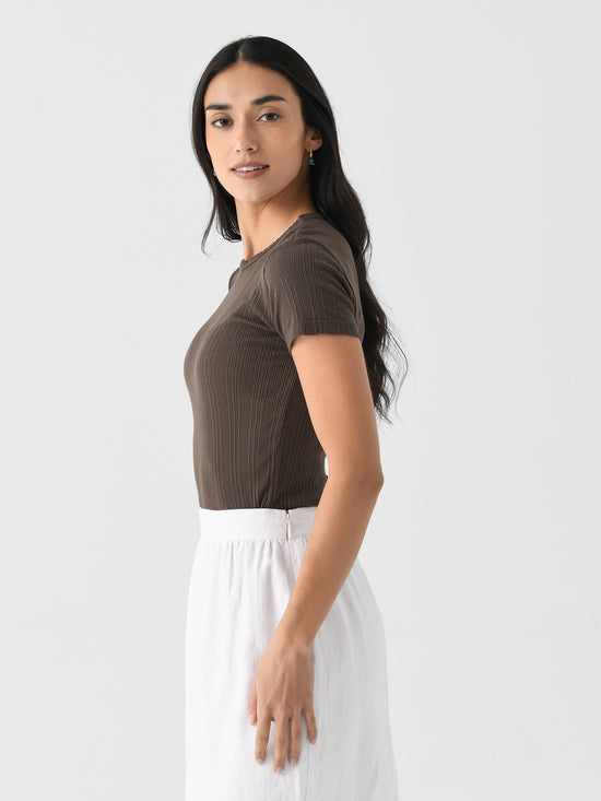 Enati Pointelle Tee in Ecru