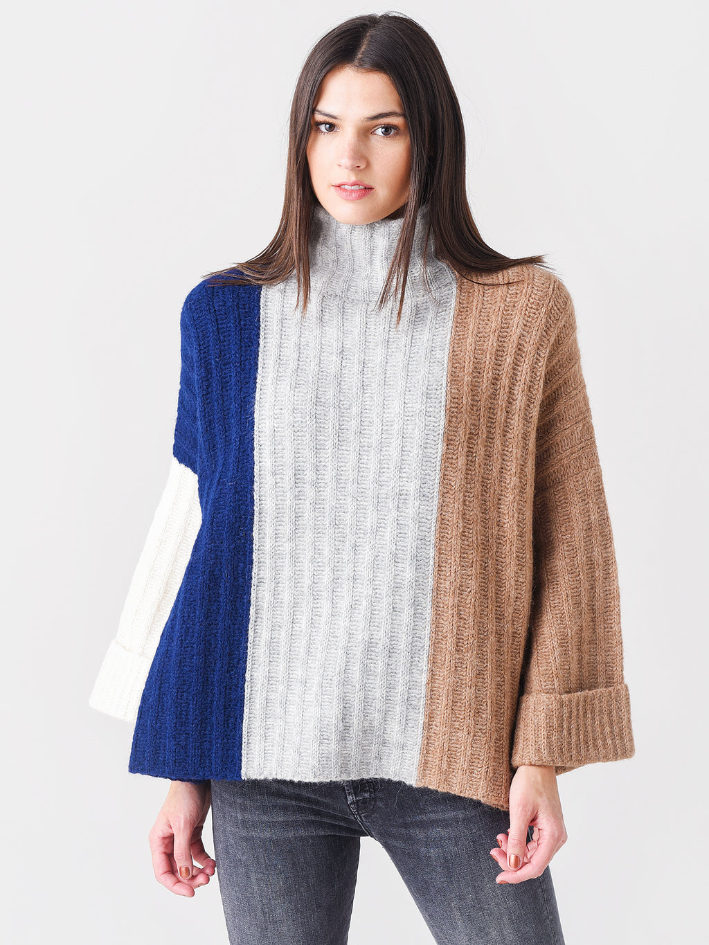 Eleven Six Women's Talia Color Block Poncho - Saint Bernard