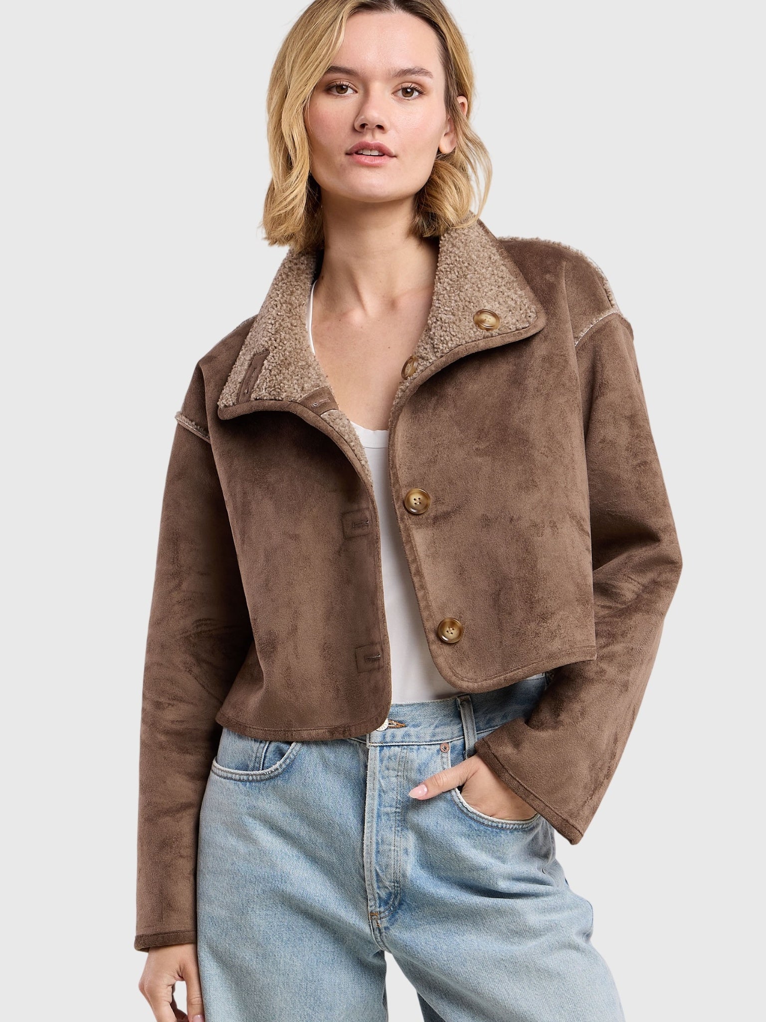 Velvet Women's Esme Sherpa Reversible Cropped Jacket