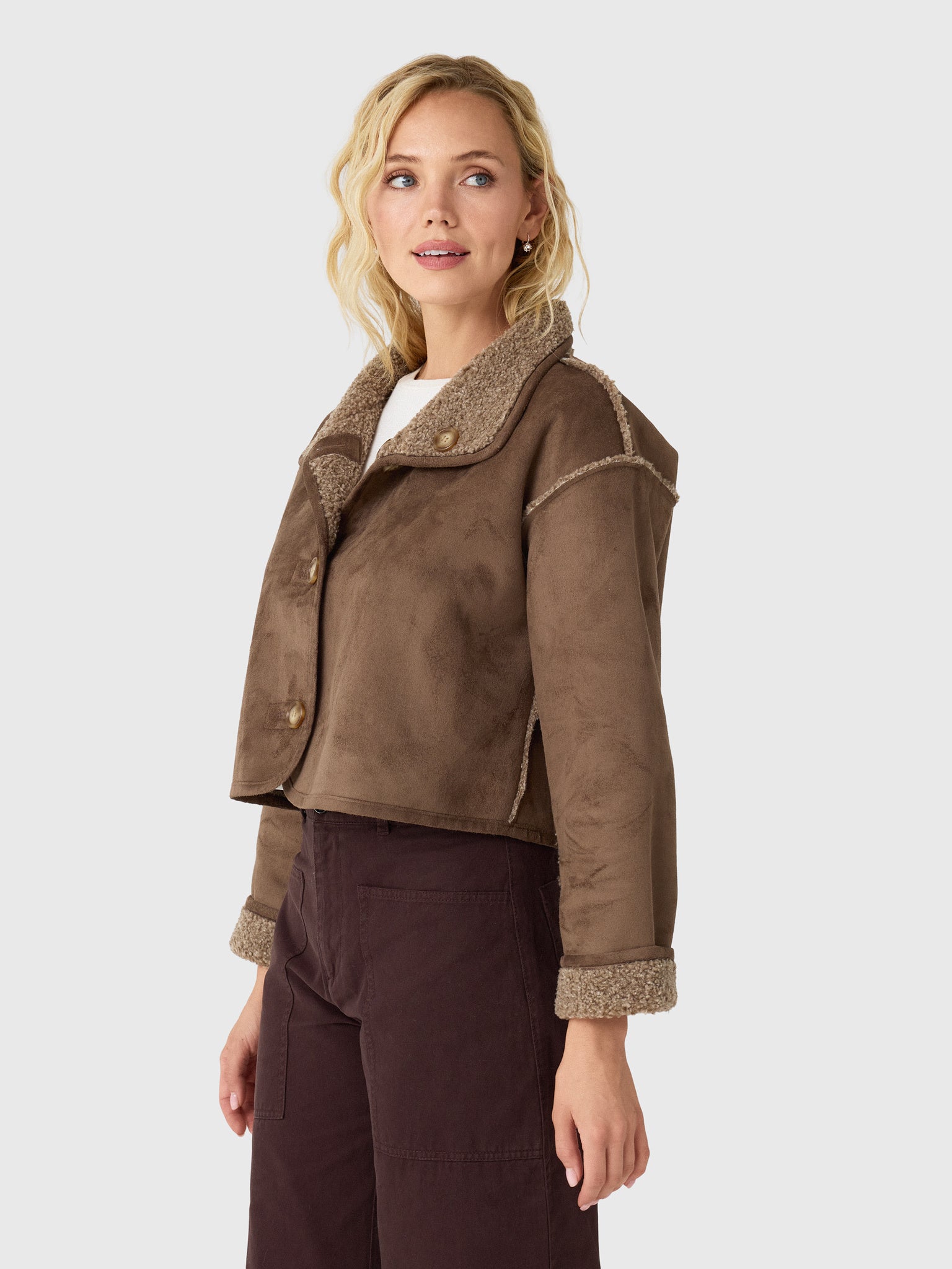 Velvet Women's Esme Sherpa Reversible Cropped Jacket - Saint Bernard