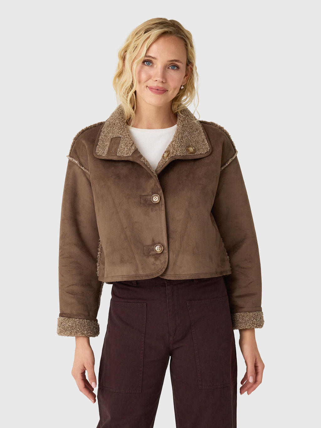 Velvet Women's Esme Sherpa Reversible Cropped Jacket - Saint Bernard