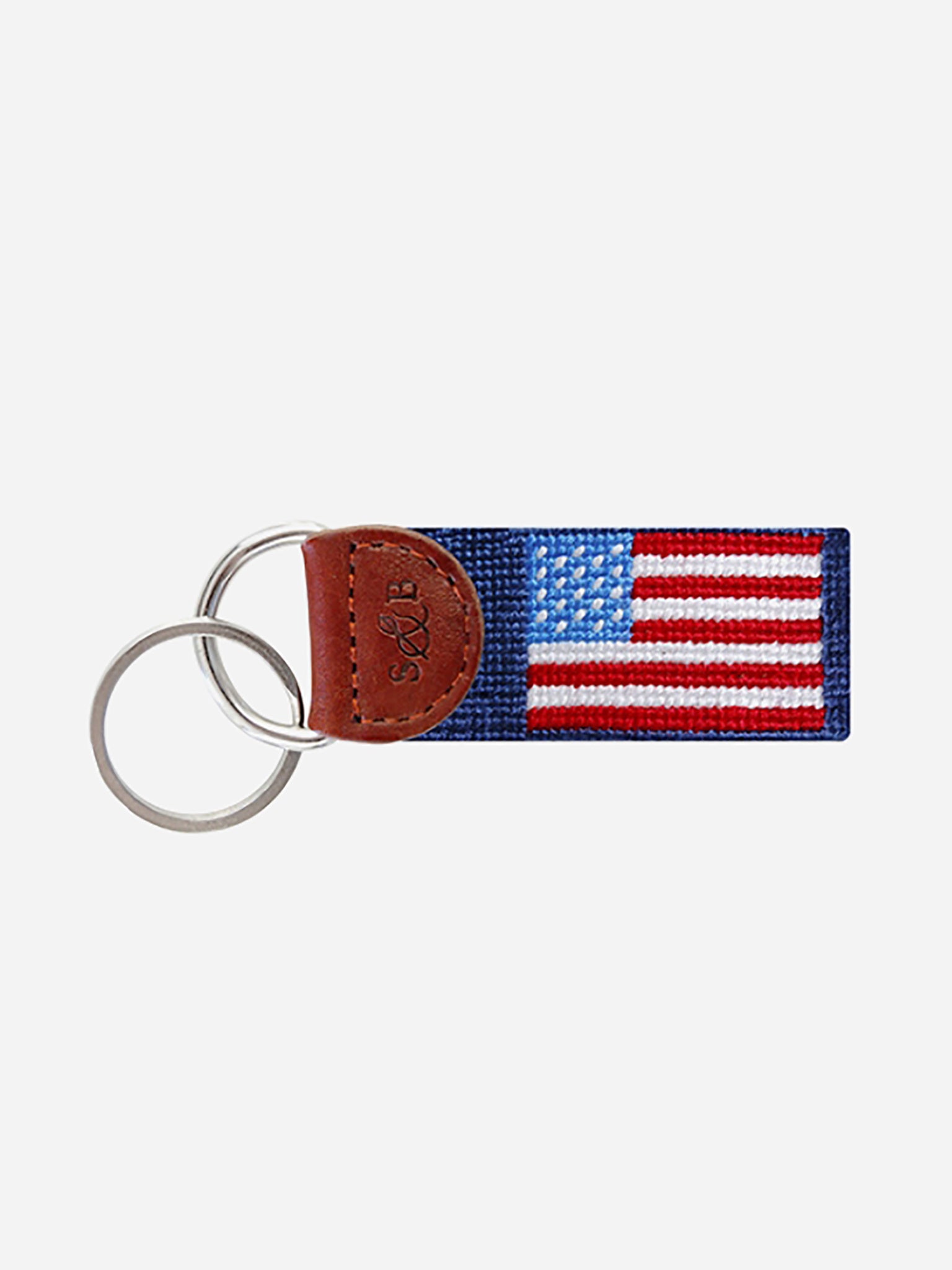 Smathers + Branson American Flag Needlepoint Key Fob - Saint Bernard