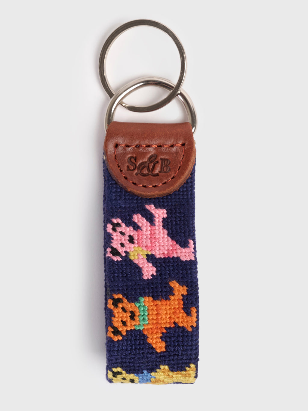 Smathers + Branson Dancing Bears Needlepoint Key Fob - Saint Bernard