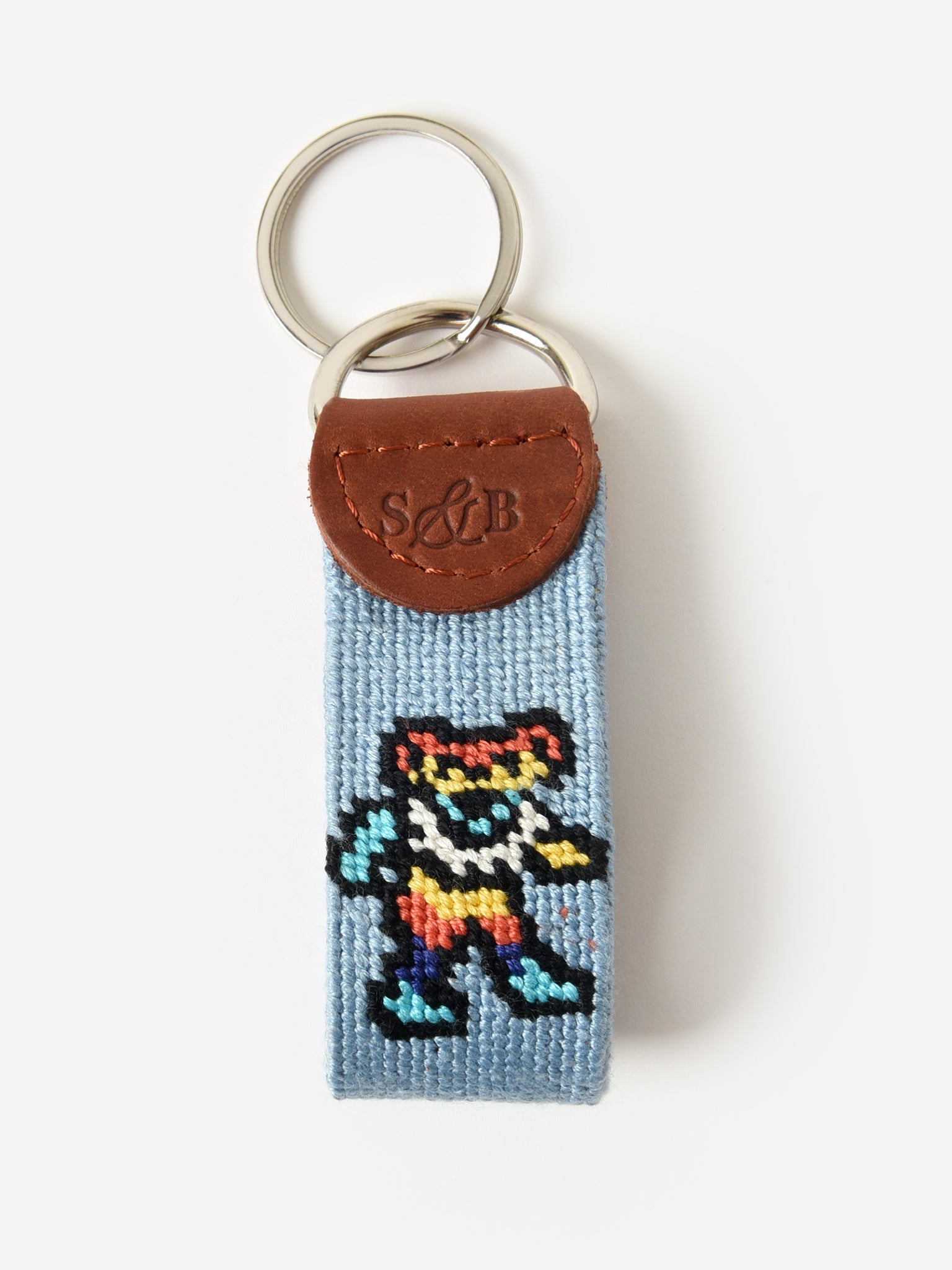 Smathers + Branson Dancing Bear Tie Dye Needlepoint Key Fob - Saint Bernard