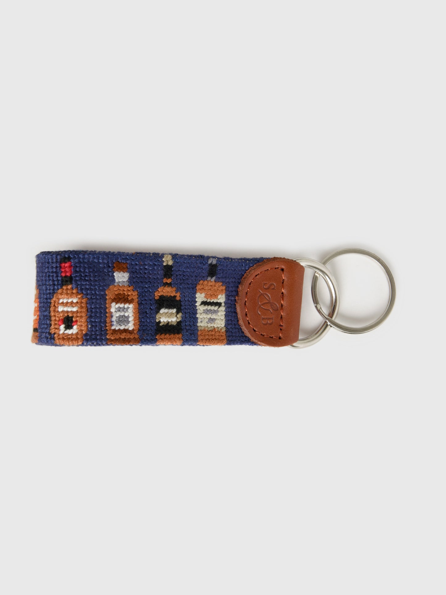 Smathers + Branson Bourbon Bottles Needlepoint Key Fob - Saint Bernard