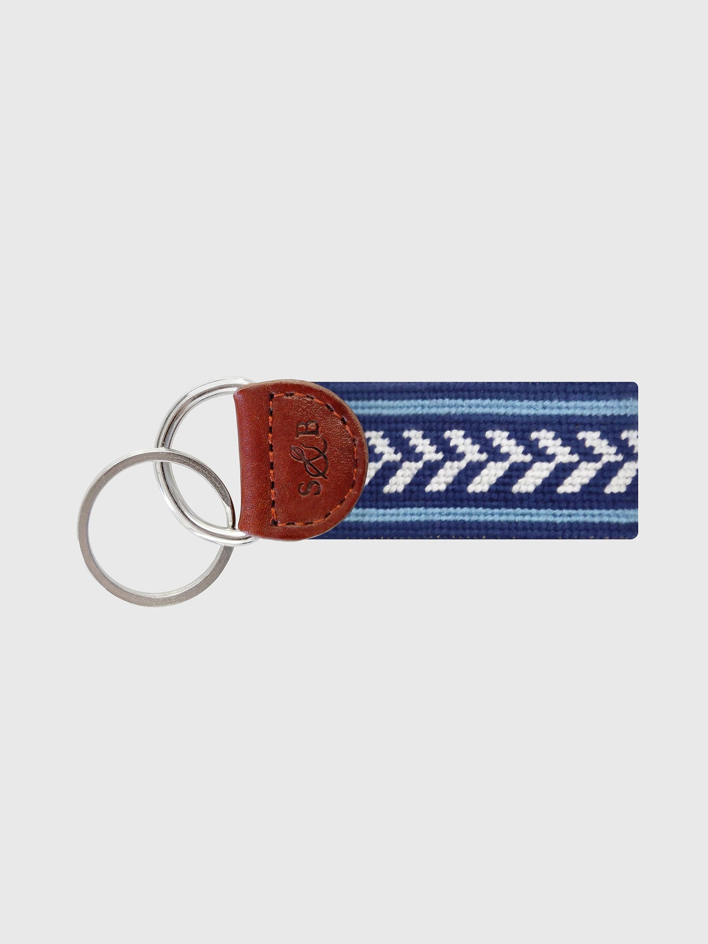 Smathers + Branson Camden Stripe Needlepoint Key Fob - Saint Bernard