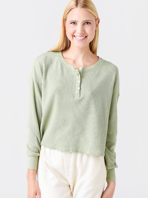 Sundry Women's Thermal Boxy Henley
