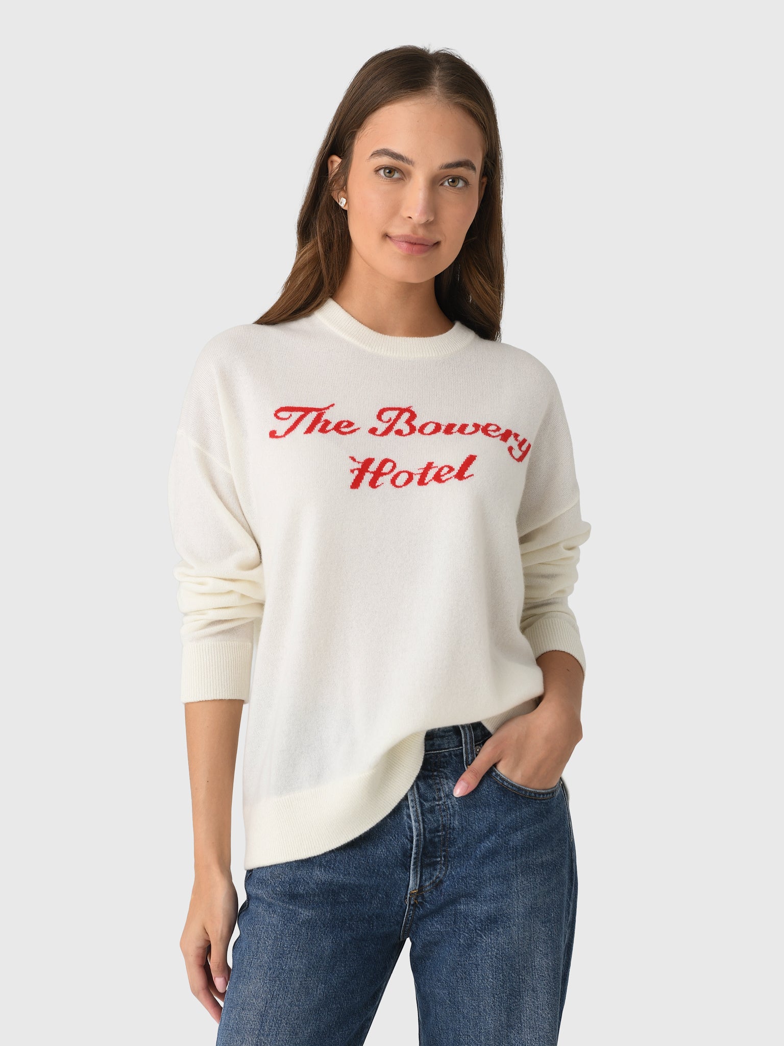 Lingua Franca Women's Bowery Hotel Cashmere Crewneck Sweater - Saint Bernard