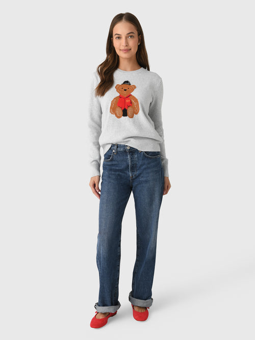 Lingua Franca Women's Bo Bear Cotton Crewneck Sweater