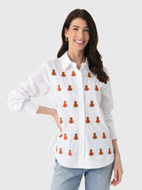 Lingua Franca Women's Bowery Bear Button-Down Shirt - Saint Bernard
