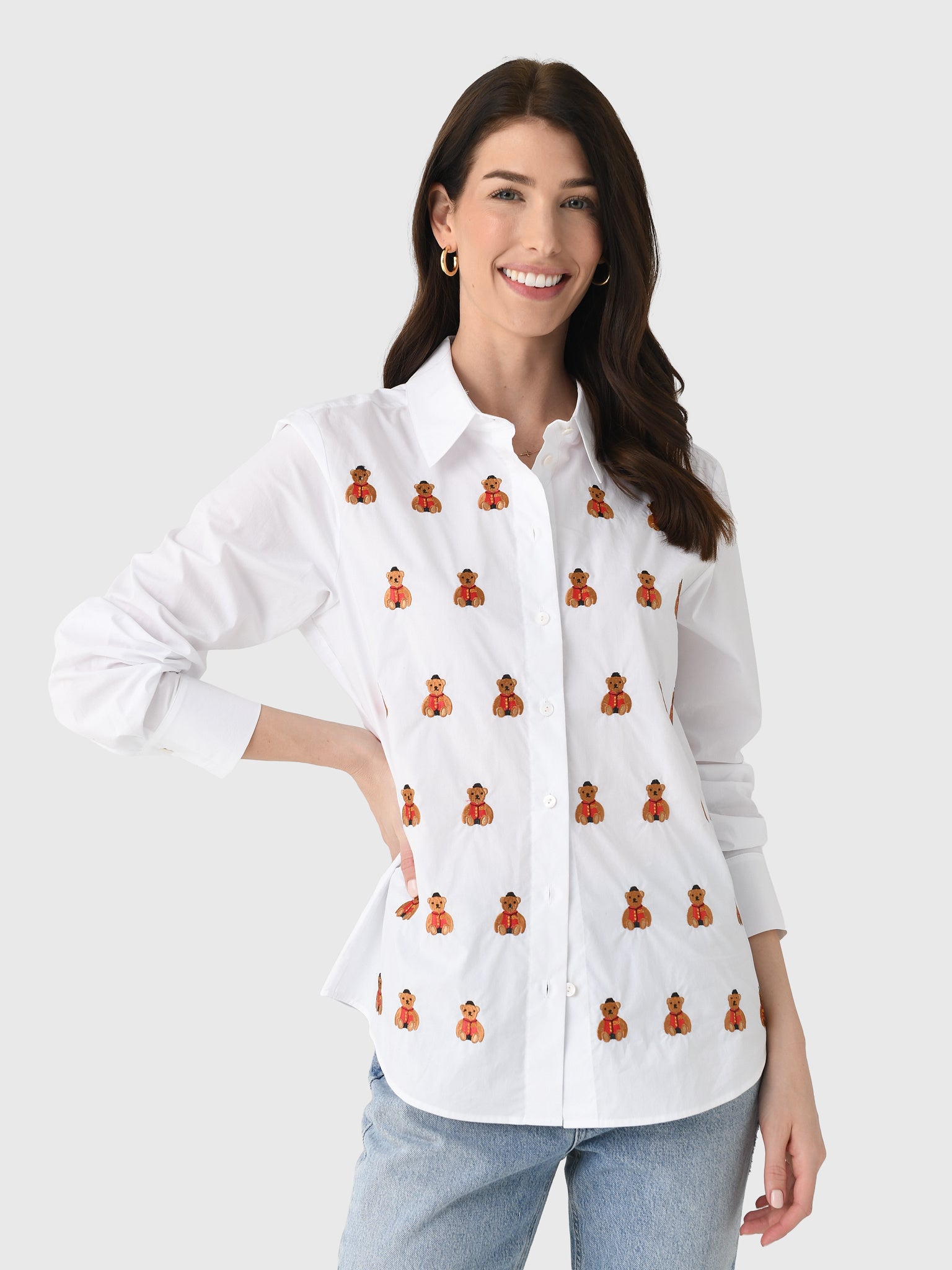 Lingua Franca Women's Bowery Bear Button-Down Shirt - Saint Bernard
