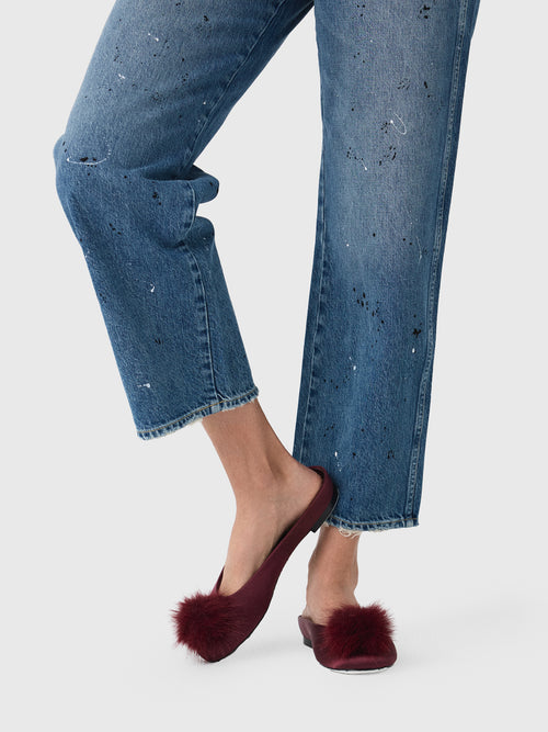 Simon Miller Women's Satin Pom Pom Riad Mule - Saint Bernard