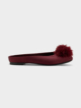 Simon Miller Women's Satin Pom Pom Riad Mule - Saint Bernard