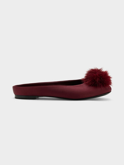 Simon Miller Women's Satin Pom Pom Riad Mule - Saint Bernard