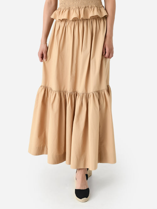 GANNI Women's Cotton Poplin Maxi Flounce Skirt