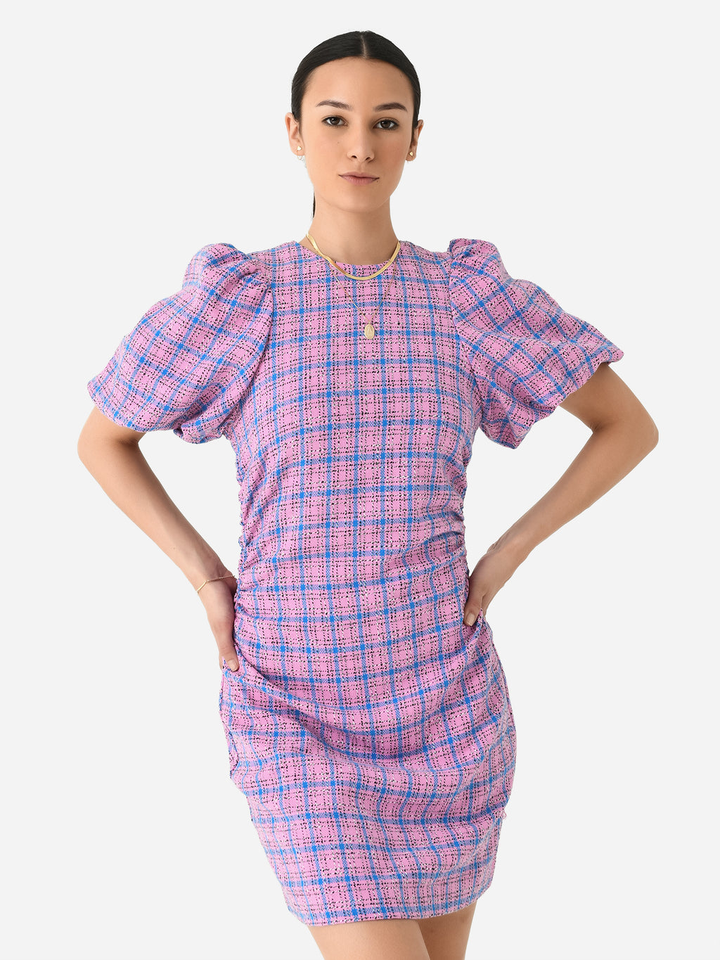 GANNI Women's Check Suiting Mini Dress - Saint Bernard