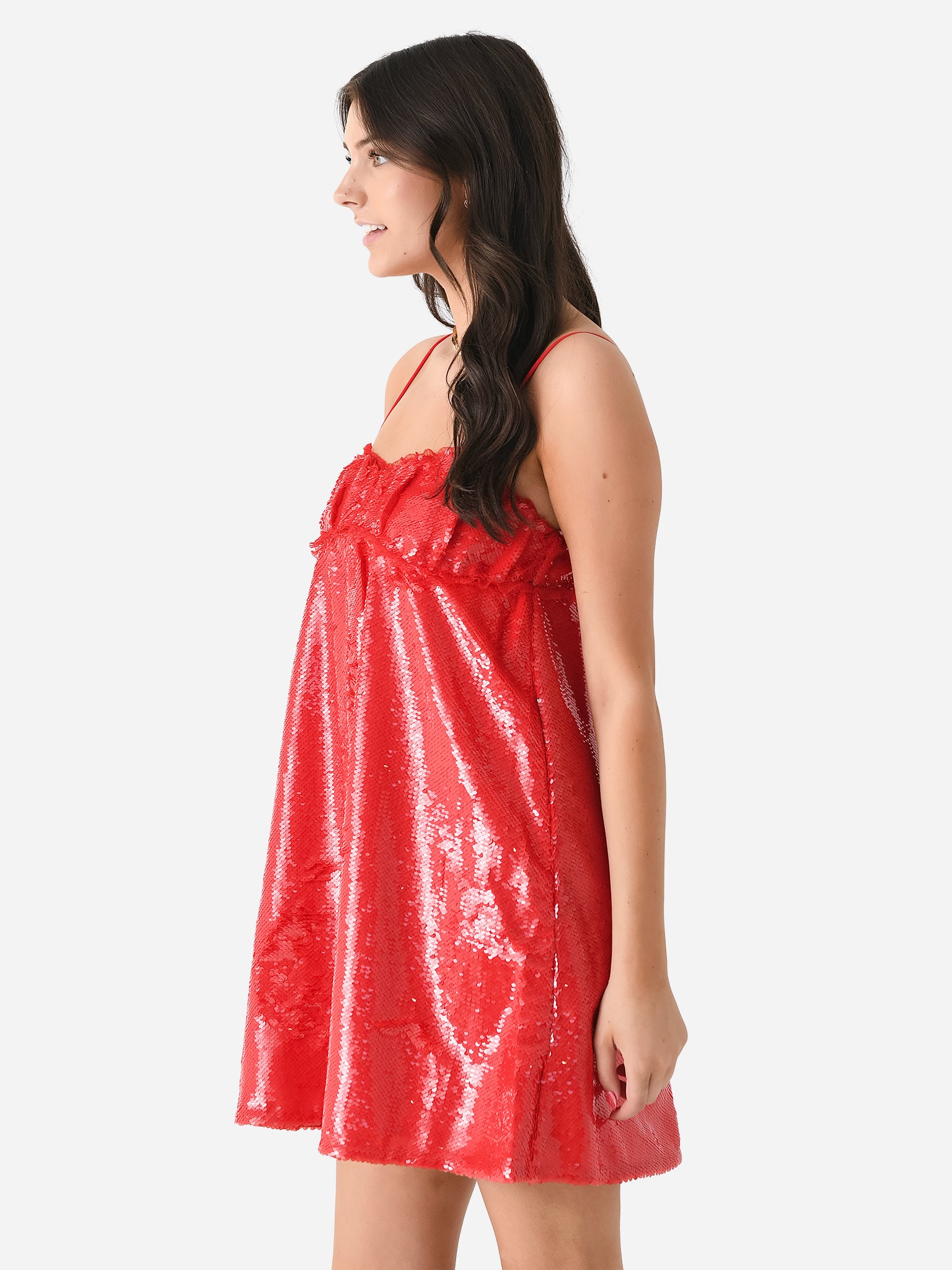 ganni red sequin dress GANNI Red Sequin Mini Dress GANNI