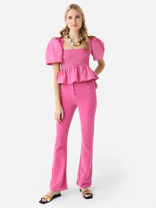 GANNI Women's Washed Corduroy Iry High Waisted Pant