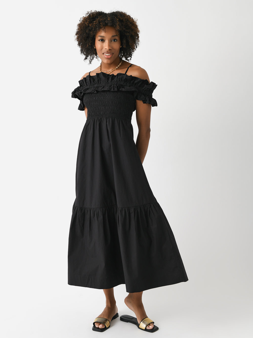 GANNI Women's Cotton Long Smock Dress - Saint Bernard