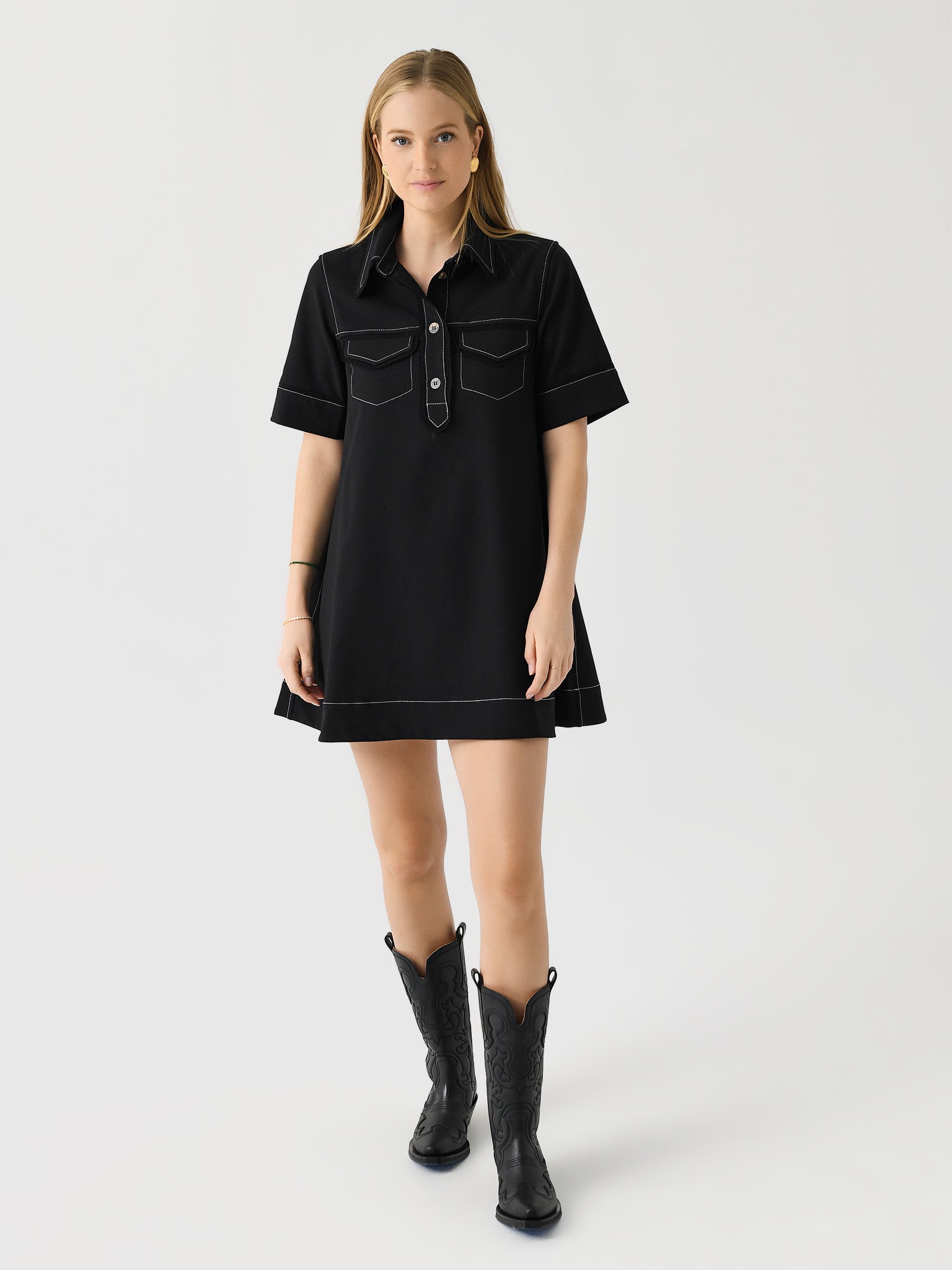 ganni crepe mini dress Printed crpe minidress in black - Ganni