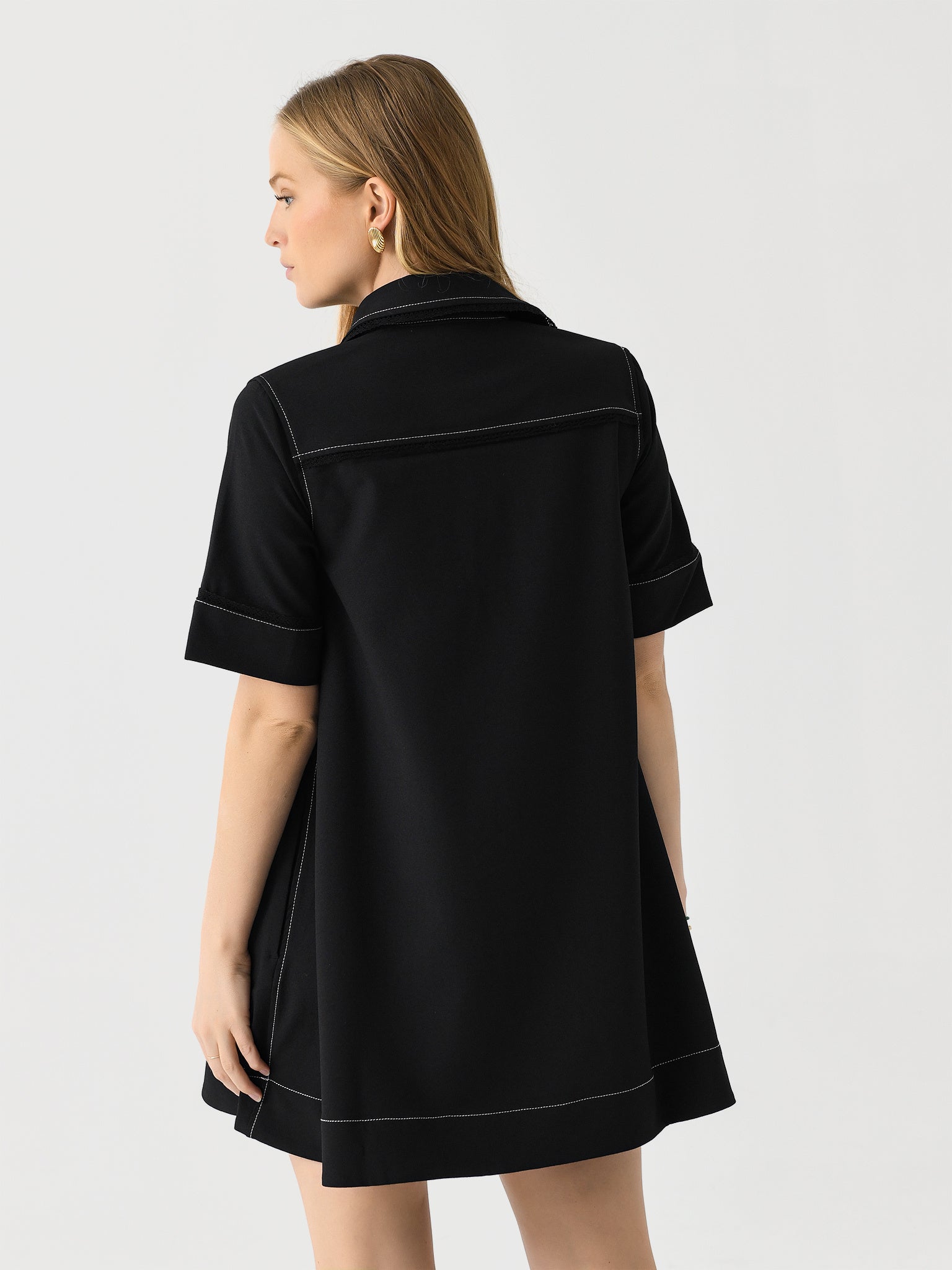 ganni crepe mini dress GANNI Black Crepe Minidress GANNI