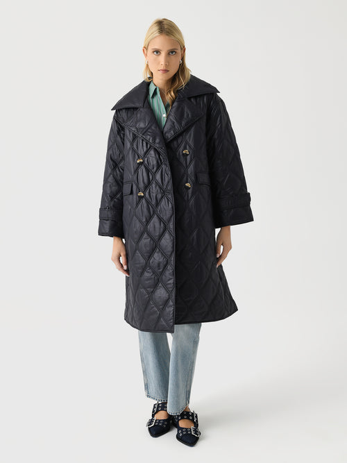 GANNI Women's Shiny Quilt Coat
