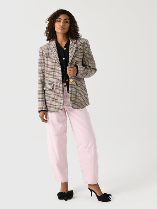 GANNI Women's Check Boxy Blazer