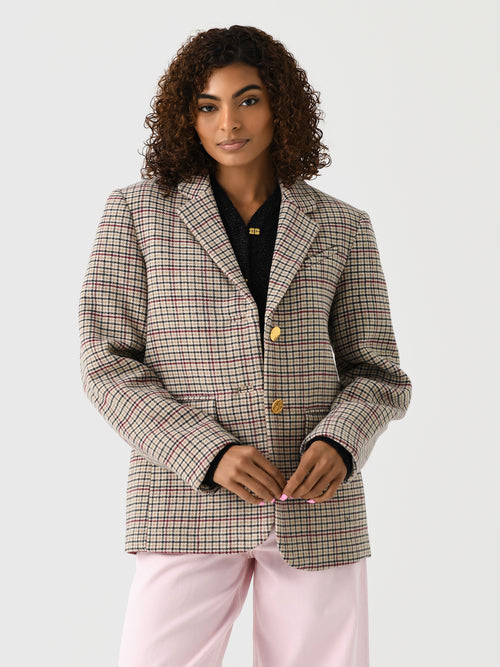 GANNI Women's Check Boxy Blazer