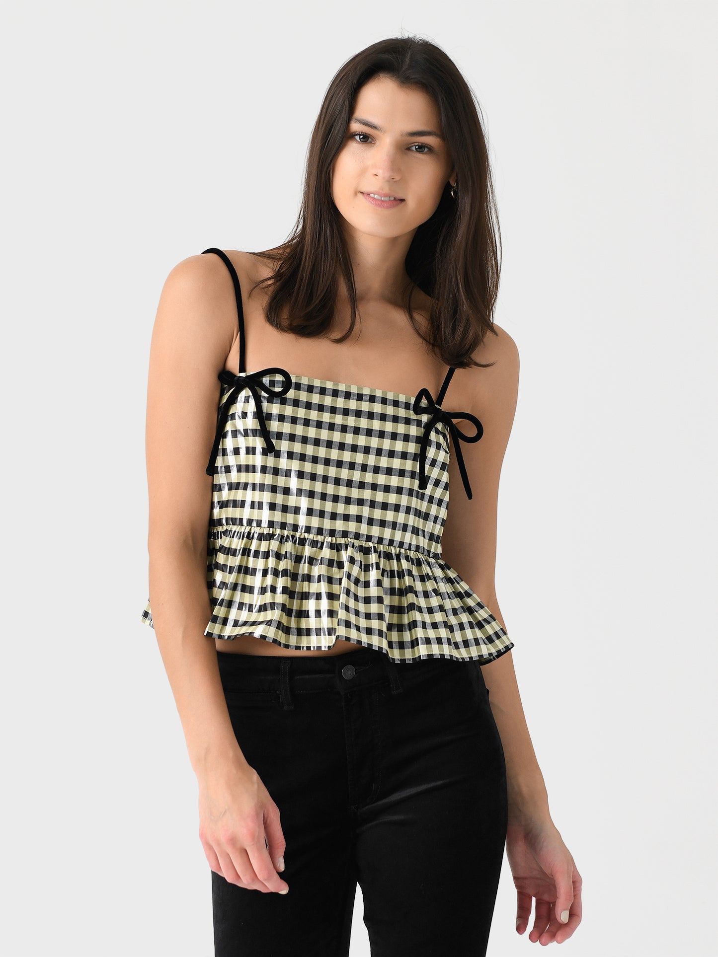 GANNI Women's Shiny Check Jacquard Top - Saint Bernard