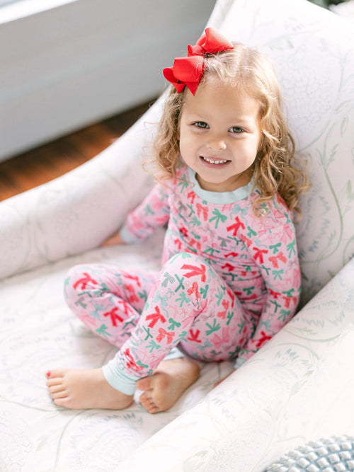 Poppy Kids Co Kids' Festive Bows Pajama Set
