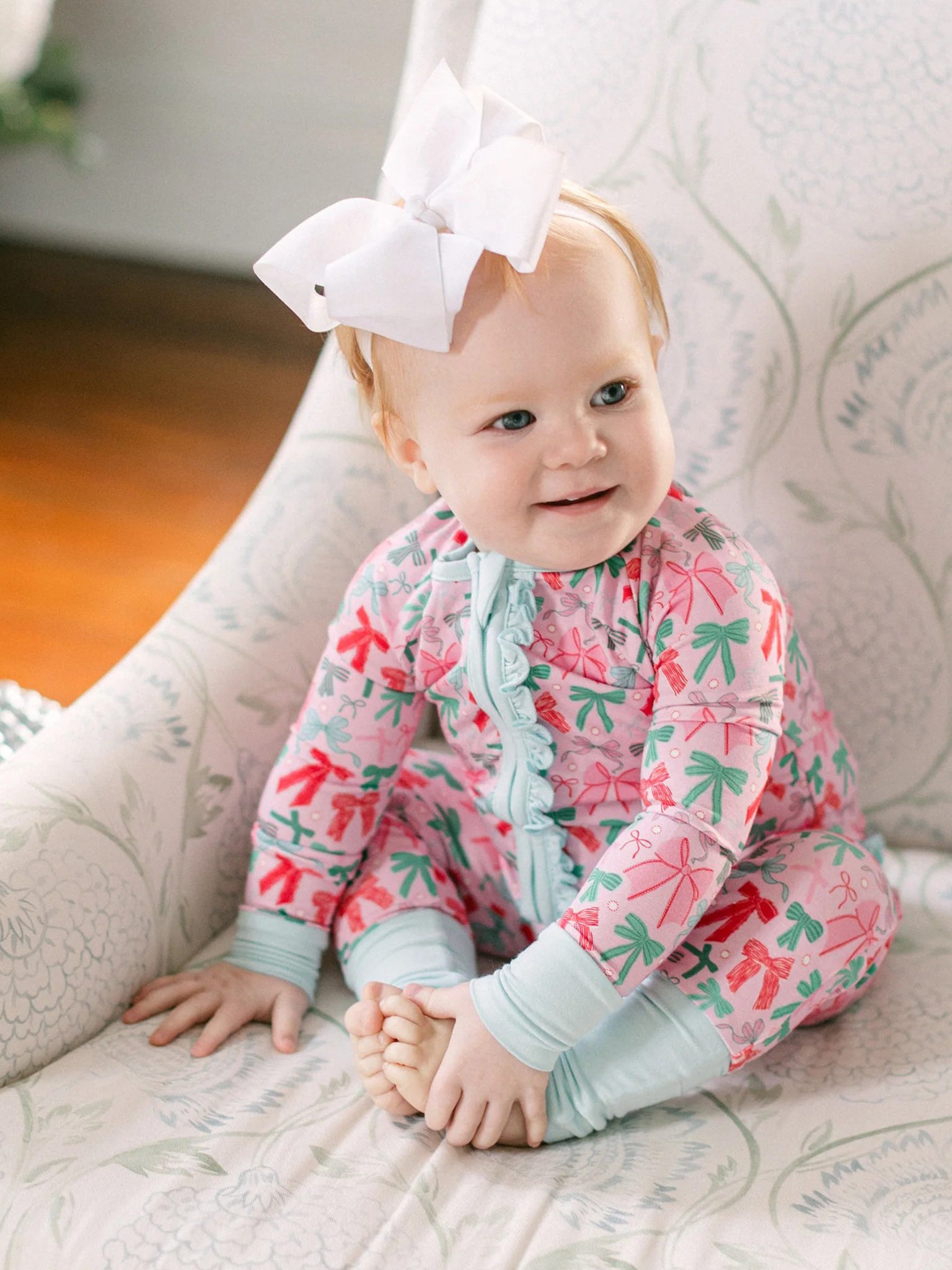 Poppy Kids Co Baby Girls' Festive Bows Ruffle Romper