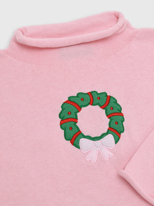 Luigi Girls' Christmas Wreath Sweater - Saint Bernard