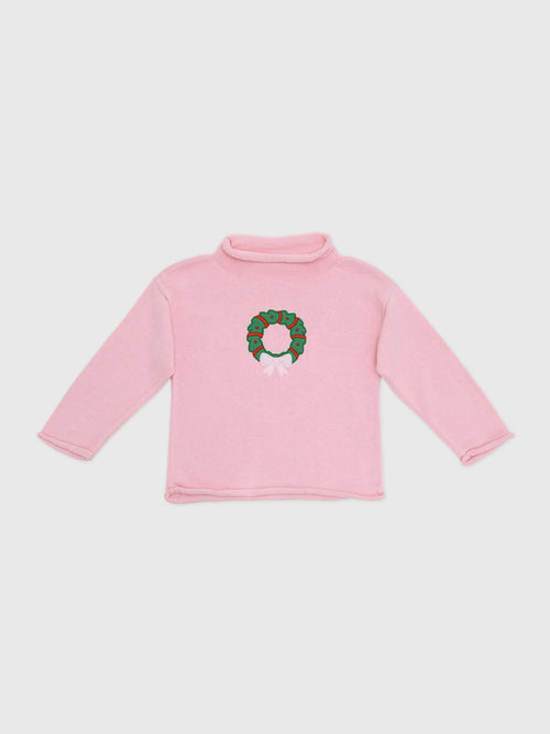 Luigi Girls' Christmas Wreath Sweater - Saint Bernard