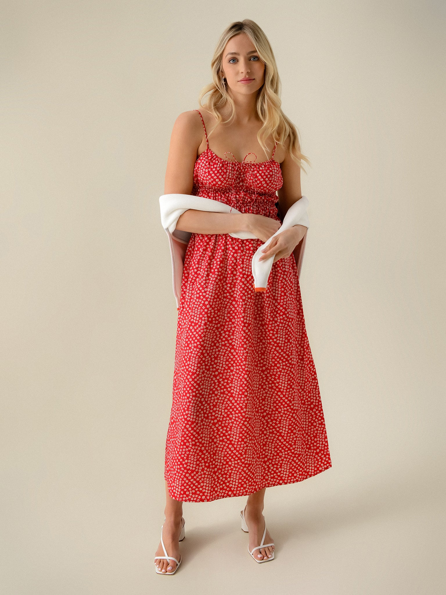 faithfull the brand red floral dress Faithfull THE Brand Womens Mairie Linen Blend Halter Sundress Red 8