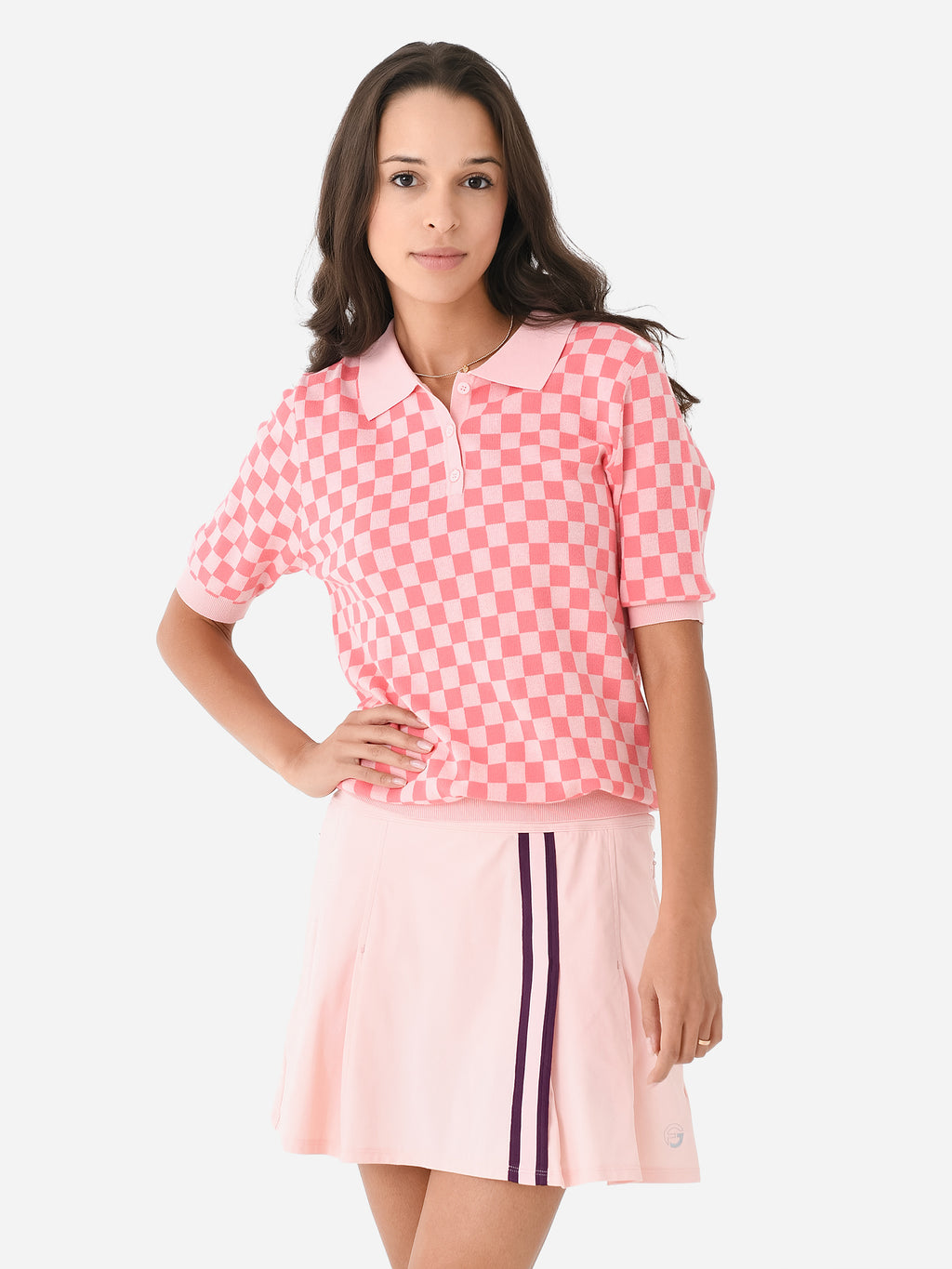 Foray Golf Women's Check Knit Polo - Saint Bernard