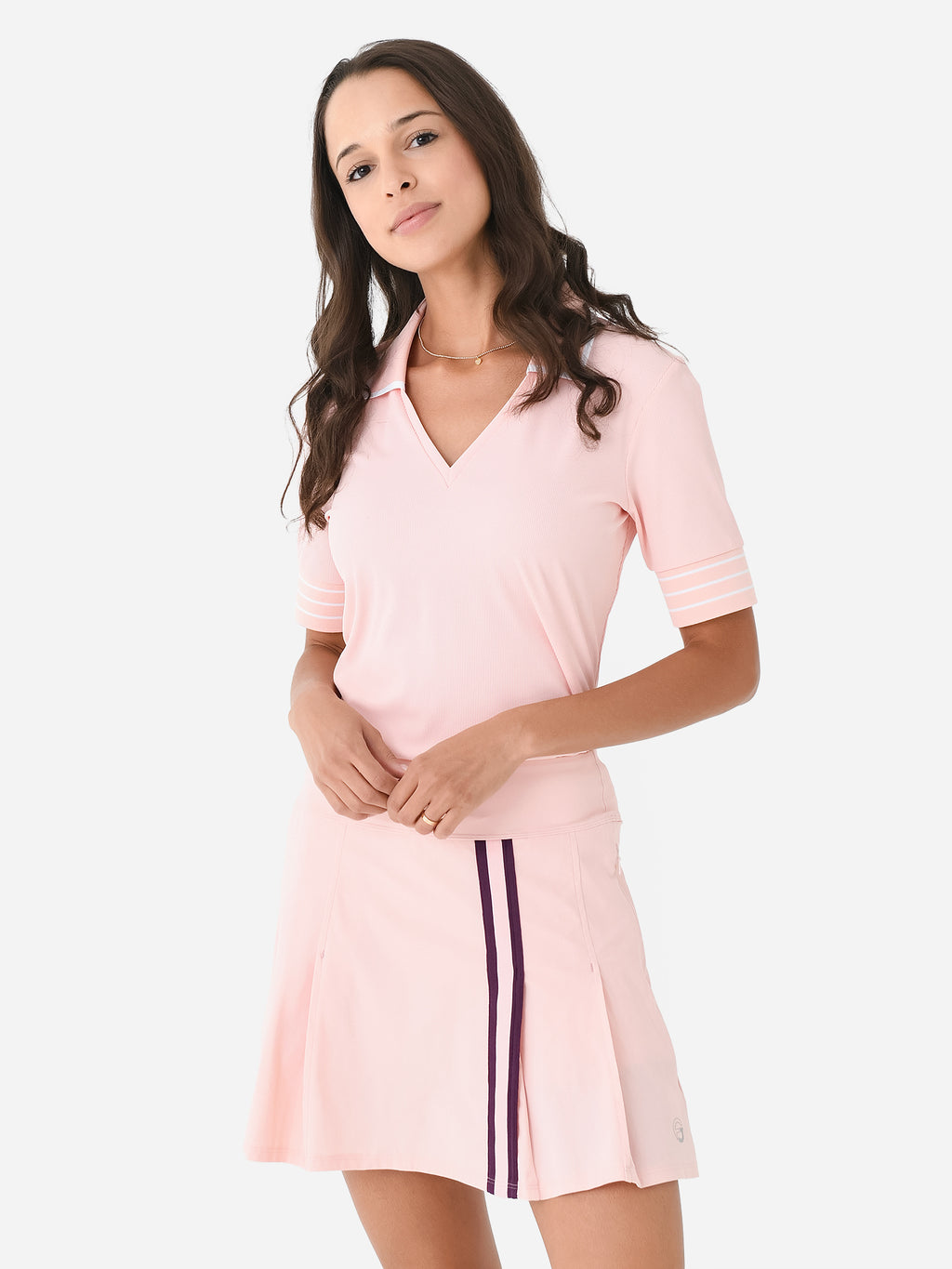 Foray Golf Women's V-Neck Short Sleeve Rib Polo - Saint Bernard