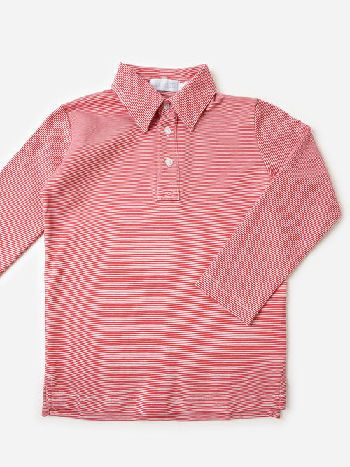 Lila And Hayes Boys' Finn Long Sleeve Polo - Saint Bernard
