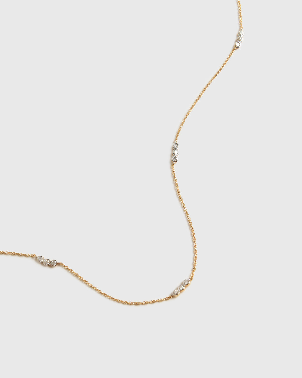 S. Bell Bezel Diamond Trio Station Necklace - Saint Bernard