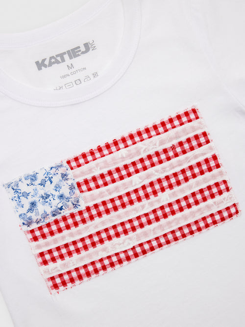 Katie J NYC Girls' Flag Patch Baby Tee
