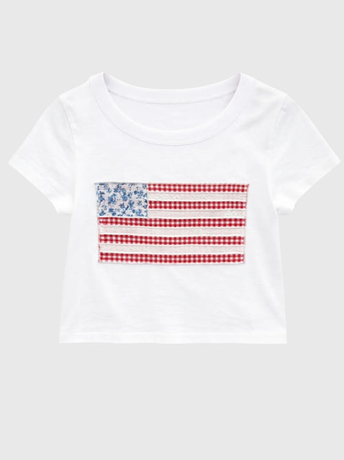 Katie J NYC Girls' Flag Patch Baby Tee