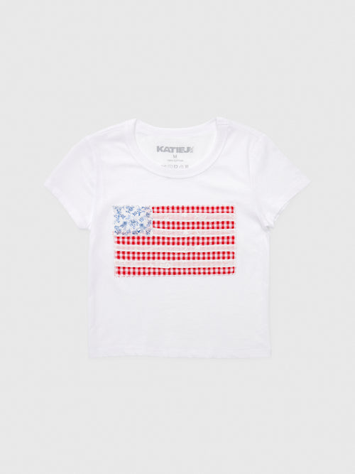 Katie J NYC Girls' Flag Patch Baby Tee
