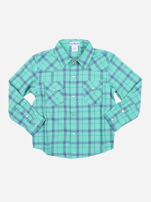 Blue Quail Boys' Plaid Flannel Pearl Snap Long Sleeve Shirt - Saint Bernard