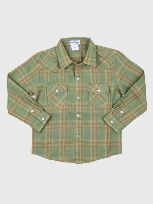 Blue Quail Boys' Pearl Snap Long Sleeve Flannel Shirt