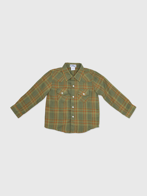 Blue Quail Boys' Pearl Snap Long Sleeve Flannel Shirt - Saint Bernard